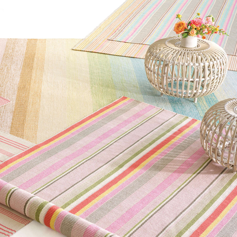 Dash and Albert Rugs Neapolitan Handmade Flatweave Cotton Blue/Pink